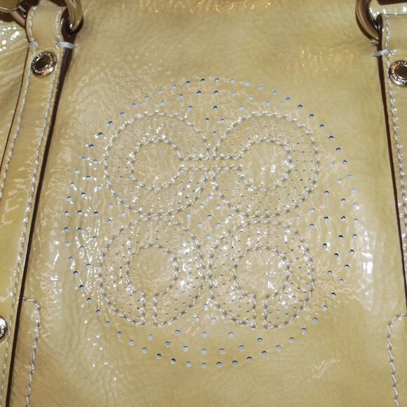💚👜Coach Purse Green Ombre Textured Handbag Patent Leather Satchel 45570💚👜 - Picture 5 of 13